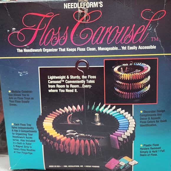 Needleform's Floss Carousel Base, Tray, Handle, Dust Cover And Extra Tray NOS - Picture 6 of 6